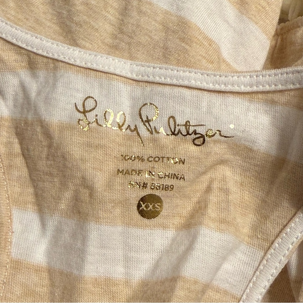 Lilly Pulitzer Tank with Pom Pom Trim Heathered Sand Bar Sandy Size XXS - Picture 4 of 5